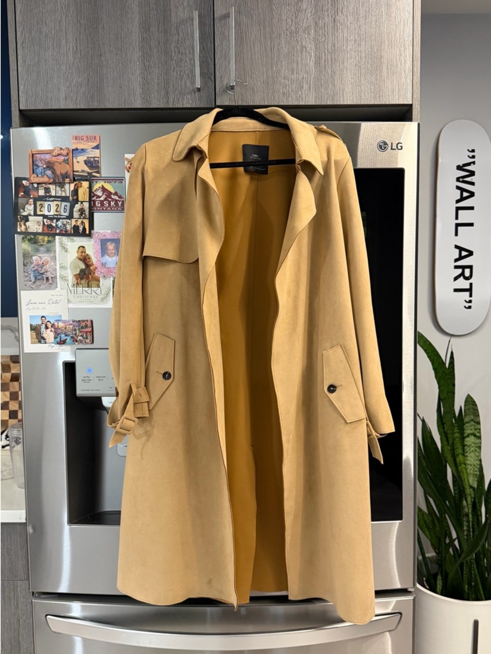Zara Suede Camel Trench Coat